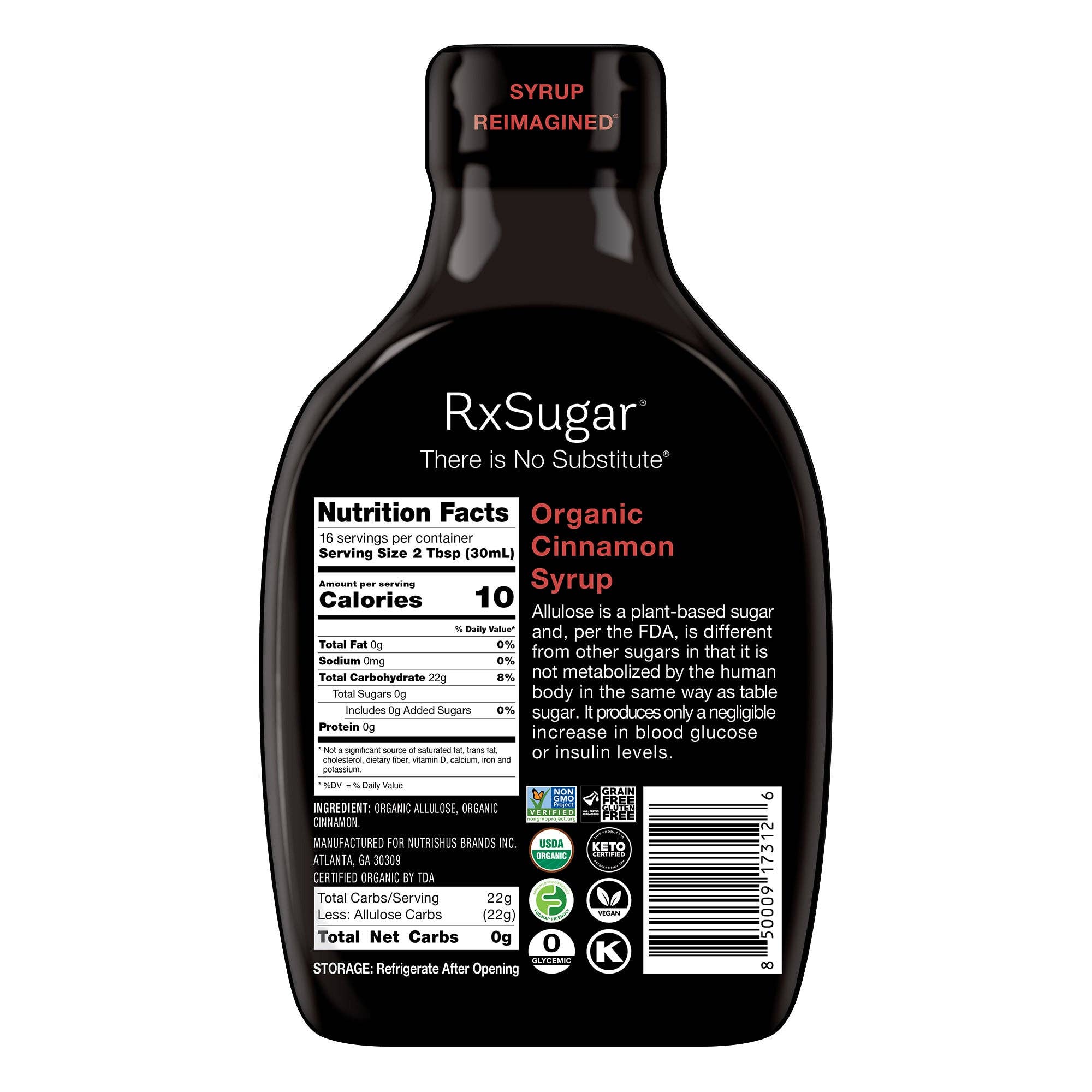 RxSugar® Organic Cinnamon Syrup