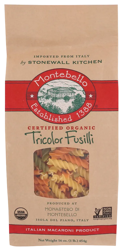 Montebello Organic Tricolor Fusilli Pasta - 16 OZ