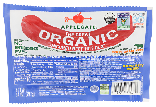 Applegate Beef Hot Dogs - 14 OZ
