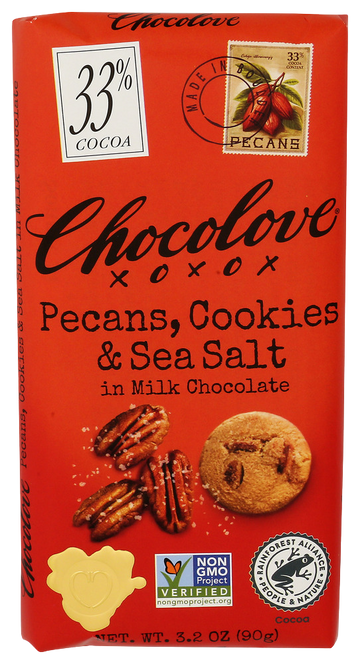 Chocolove Pecans, Cookies & Sea Salt Milk Chocolate Bar - 3.2 OZ