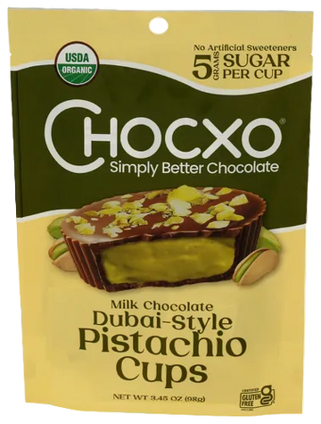 Chocxo Milk Chocolate Dubai-Style Pistachio Cups - 3.45 OZ