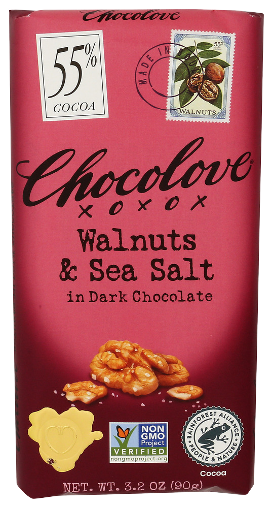 Chocolove Walnuts & Sea Salt Dark Chocolate Bar - 3.2 OZ