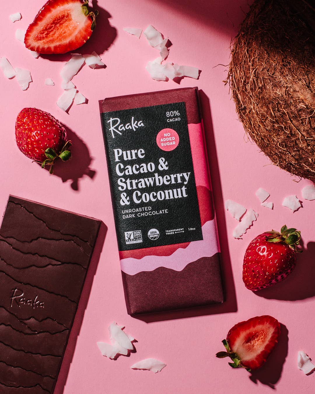 80% Pure Cacao & Strawberry & Coconut (No added sugar)