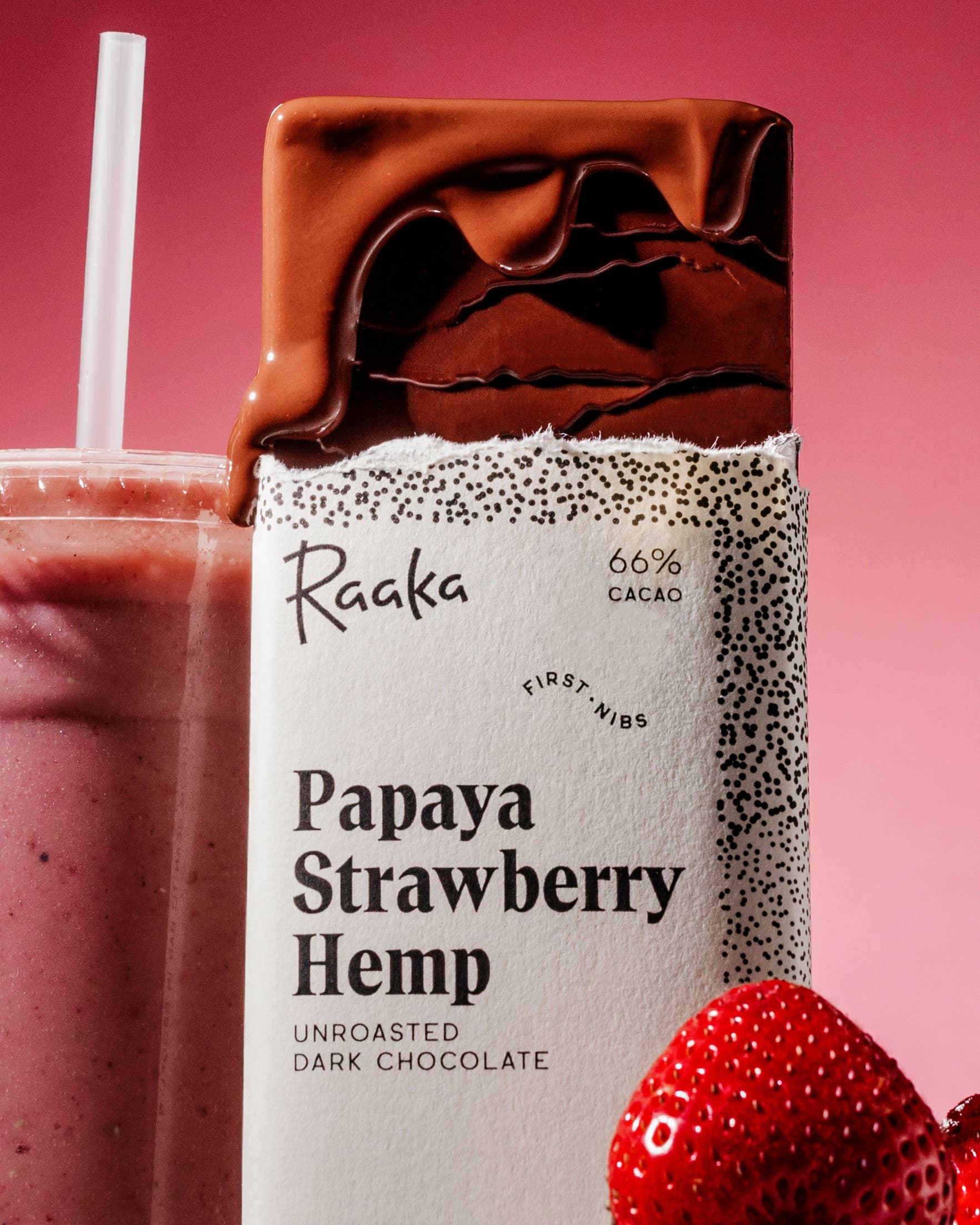 Papaya Strawberry Hemp Chocolate Bar - 1.8 OZ