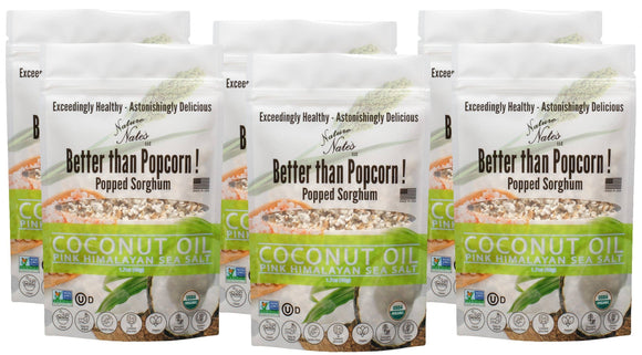 Organic Popped Sorghum Coconut Oil Pink Himalayan Sea Salt: 4.3oz
