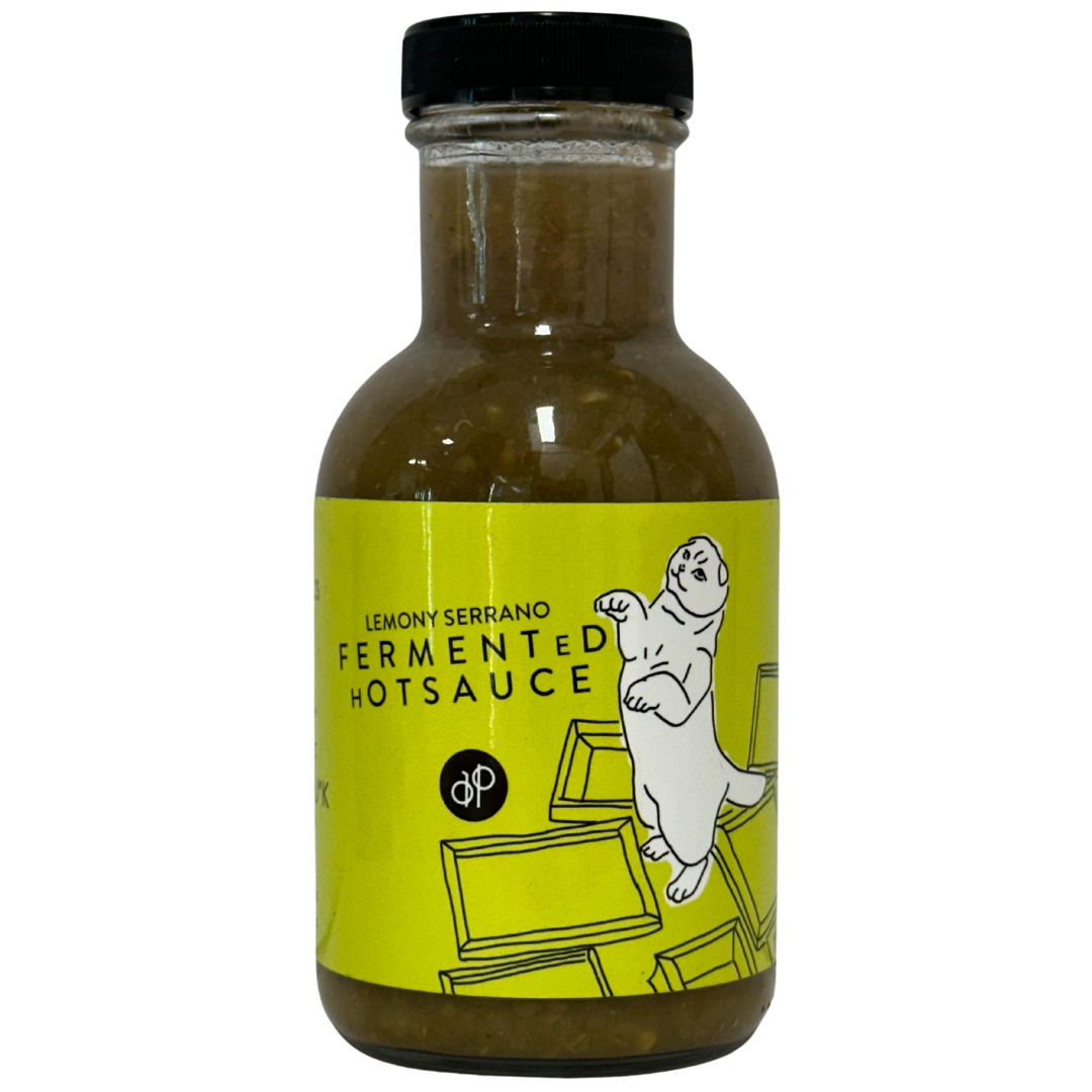 Lemony Serrano Fermented Hot Sauce . 8 OZ