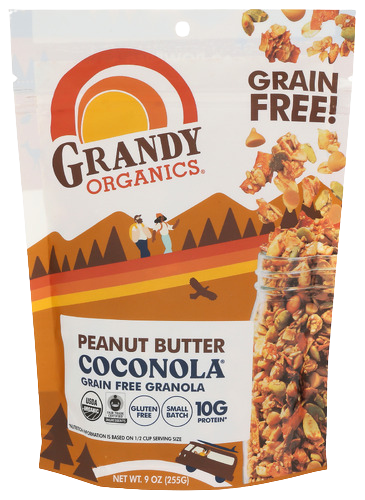 Grandy Organic Peanut Butter Coconola Granola - 9 OZ