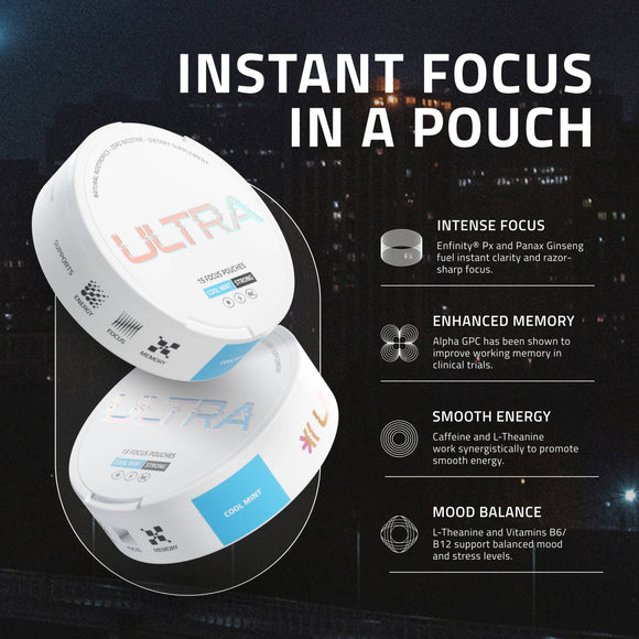 Ultra Pouches - Ultra Focus Pouches (Blue Razz) - No Nicotine, No Caffeine