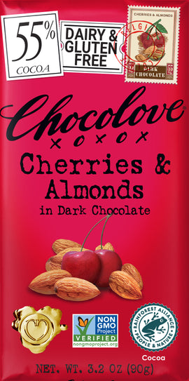 Chocolove Cherries & Almonds Dark Chocolate Bar - 3.2 OZ