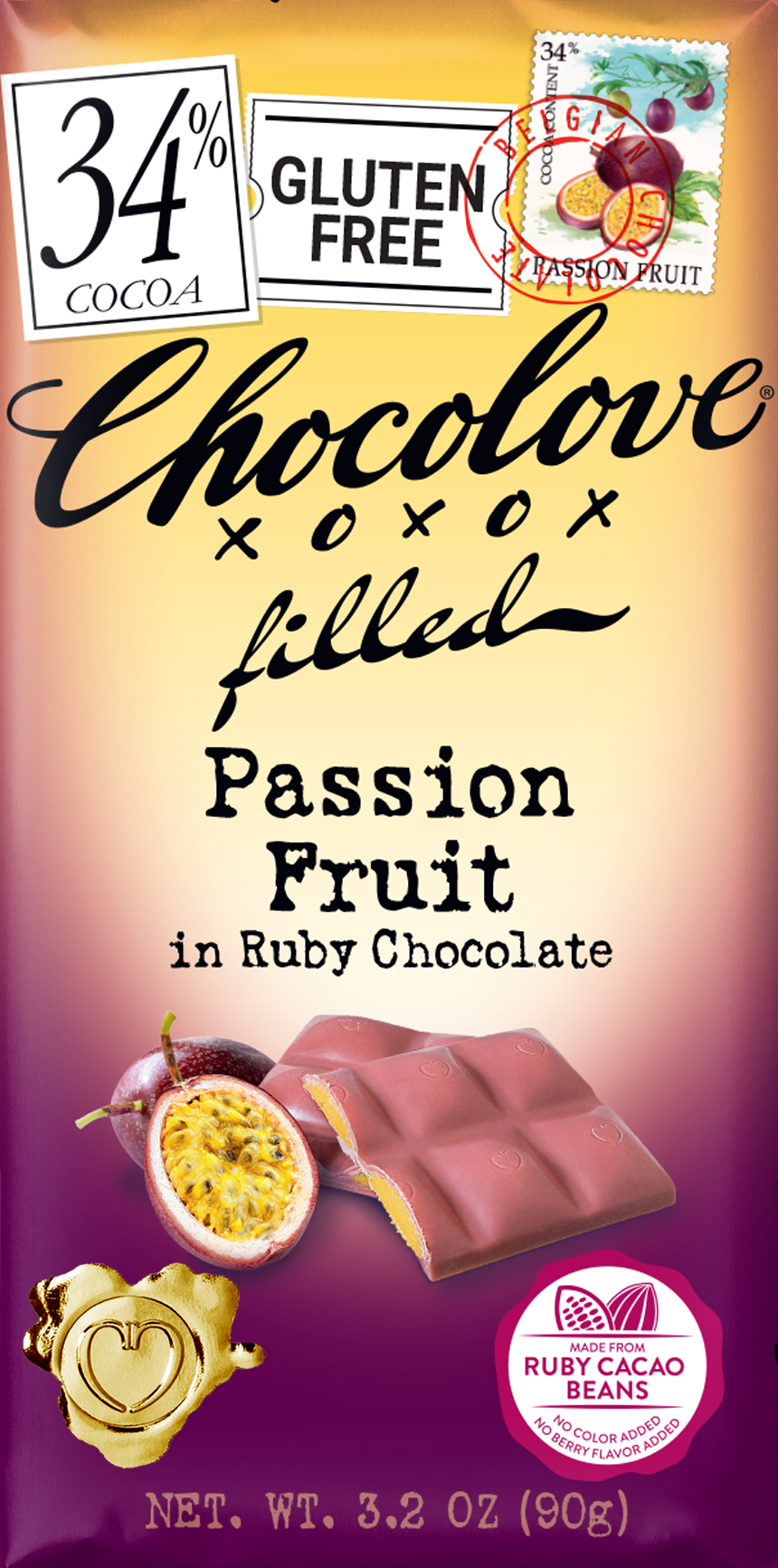 Passion Fruit Ruby Chocolate Bar - 3.2 OZ