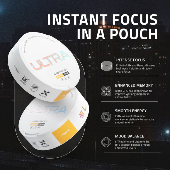 Ultra Pouches - Ultra Focus Pouches (Tropical) - No Nicotine, No Caffeine