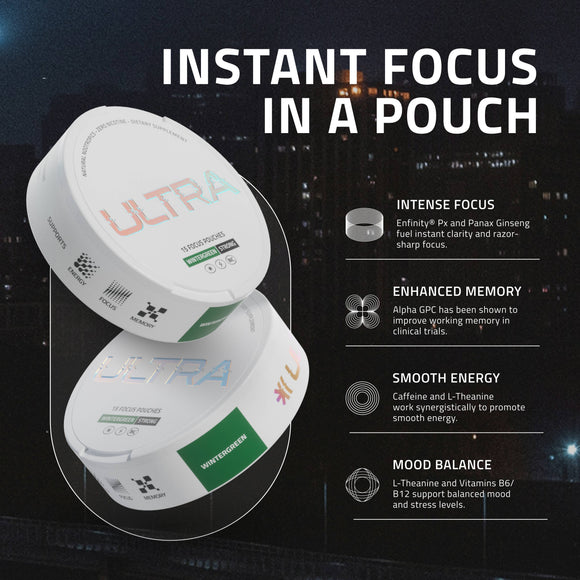 Ultra Pouches - Ultra Focus Pouches (Wintergreen) - No Nicotine, No Caffeine