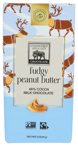 Endangered Species Fudgy Peanut Butter 48% Dark Chocolate Bar - 3 OZ
