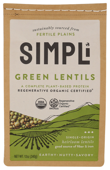 Simpli Regenerative Organic Green Lentils - 12 OZ
