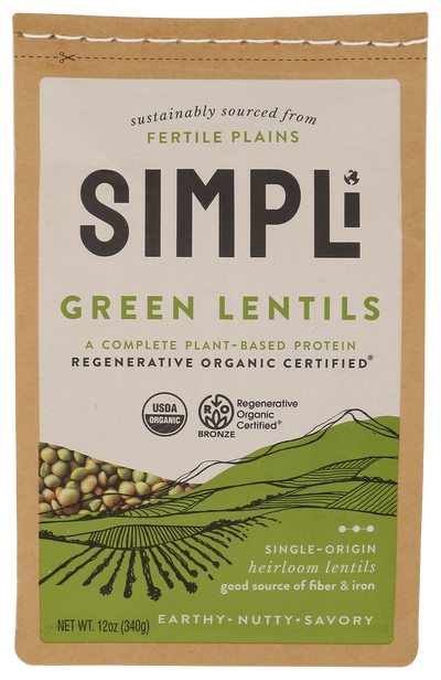 Simpli Regenerative Organic Green Lentils - 12 OZ
