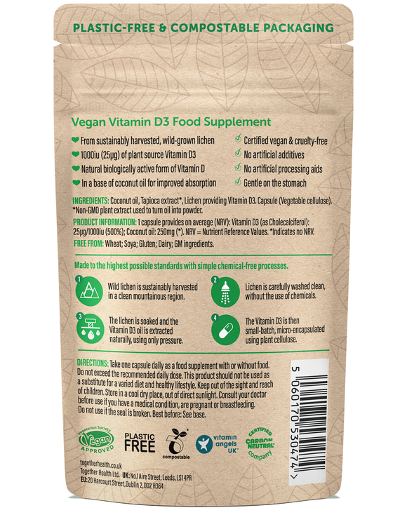 Vitamin D – Vegan D3 – 30 CAPSULES