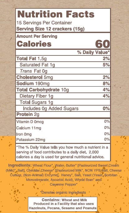 Potter's Crackers Organic Wisconsin Cheddar Oyster Crackers - 5 OZ