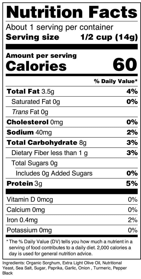 Popped Sorghum Vegan Cheezy 5 OZ