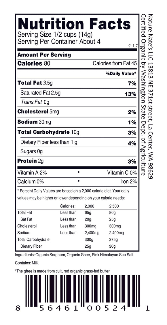 Organic Popped Sorghum with Ghee Butter 4.3 OZ