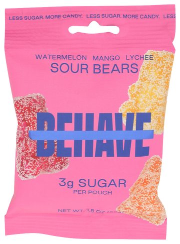 Behave Foods Watermelon, Mango & Lychee Sour Bears - 1.8 OZ