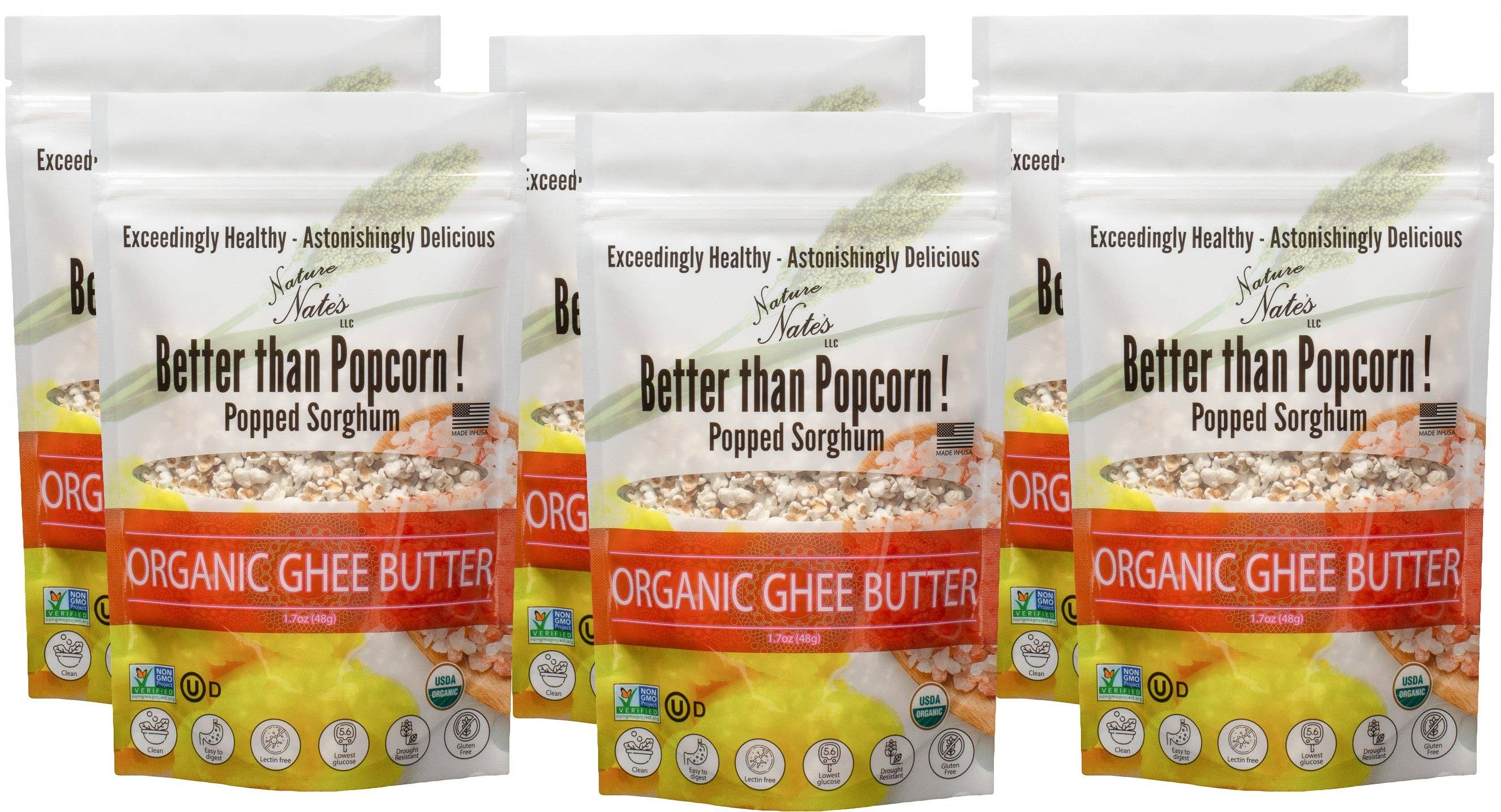 Organic Popped Sorghum with Ghee Butter: 4.3 oz