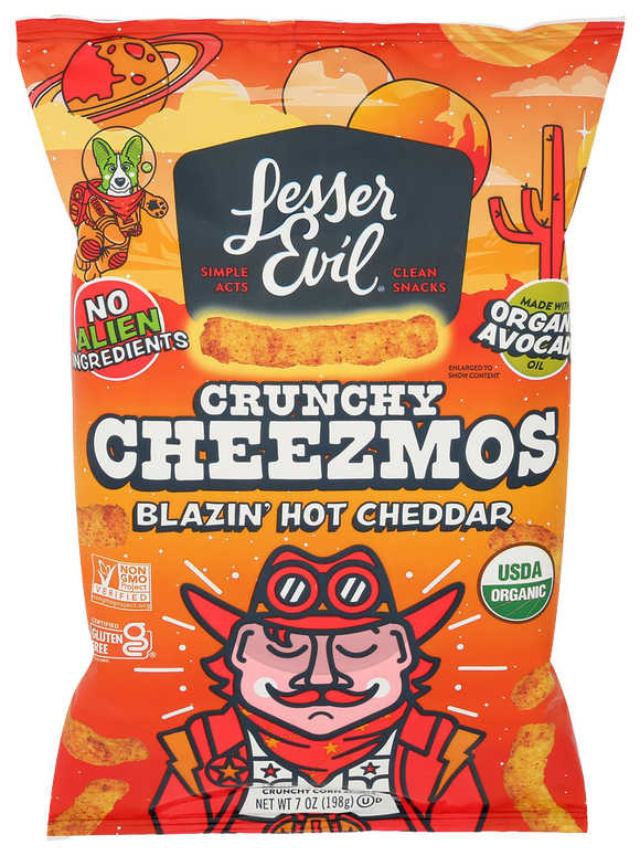 Lesser Evil Blazin' Hot Cheddar Cheesmos - 7 OZ