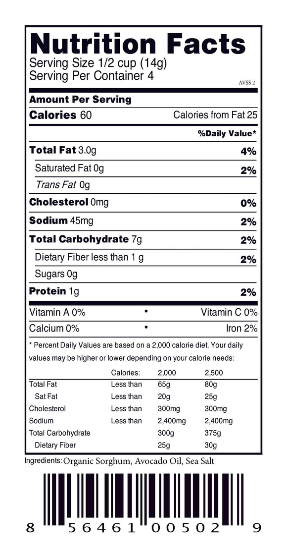 Popped Sorghum Avocado Oil  & Sea Salt 5 OZ