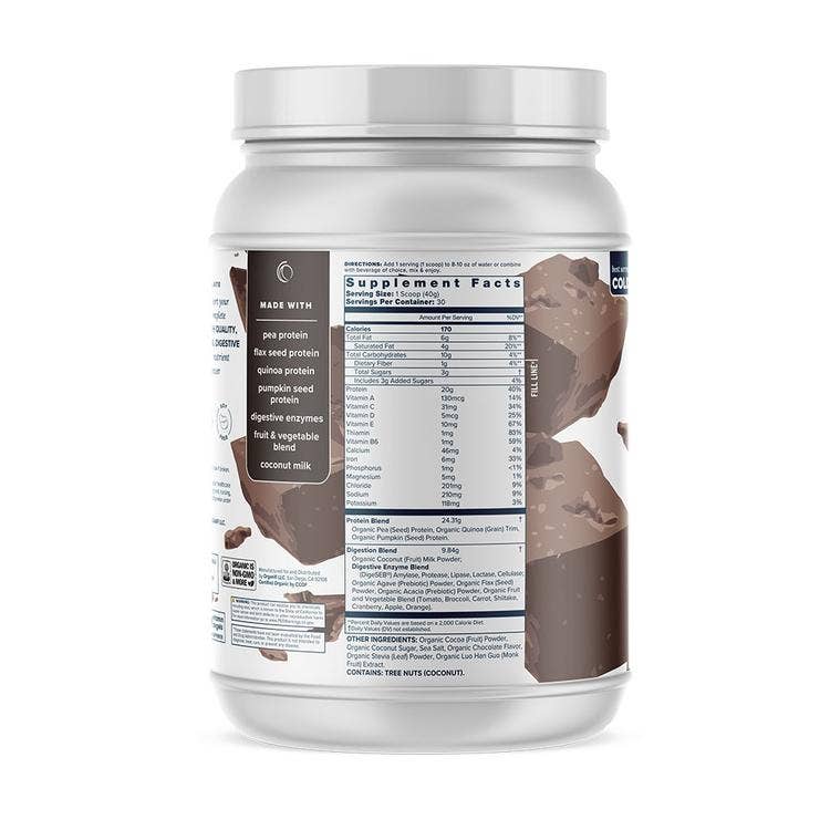 Chocolate Protein - Organic, Plant Based + Digestive Enzymes - 42 OZ