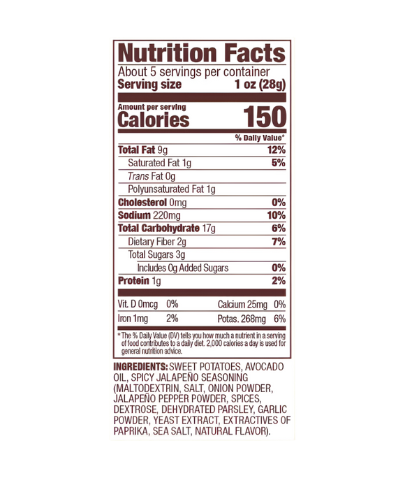 Jackson's Spicy Jalapeno Sweet Potato Chips With Avocado Oil - 5 OZ