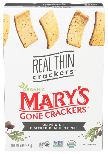 Organic Thin Olive Oil & Cracked Black Pepper Crackers - 5 OZ