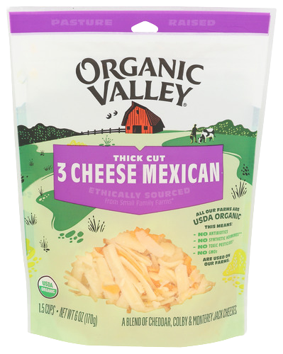 Organic Valley Shredded 3 Cheese Mexican - 6 OZ
