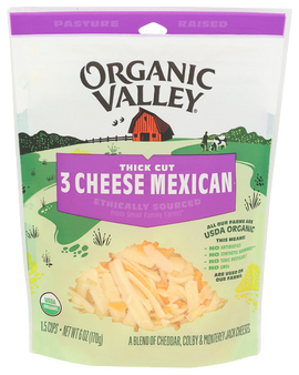 Organic Valley Shredded 3 Cheese Mexican - 6 OZ