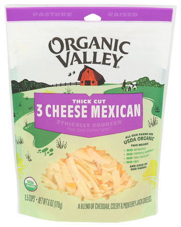 Organic Valley Shredded 3 Cheese Mexican - 6 OZ