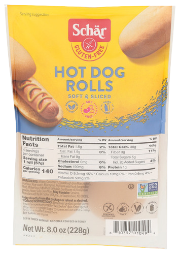 Schar Hot Dog Rolls - 10.6 OZ