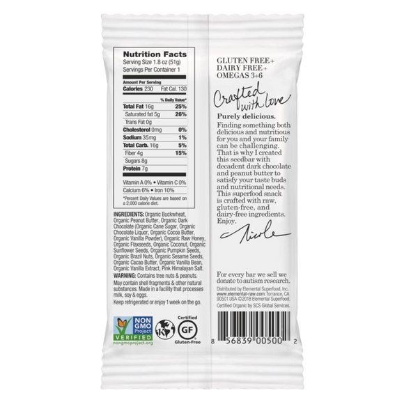 Dark Chocolate + Peanut Butter Superfood Bar - 1.8 OZ