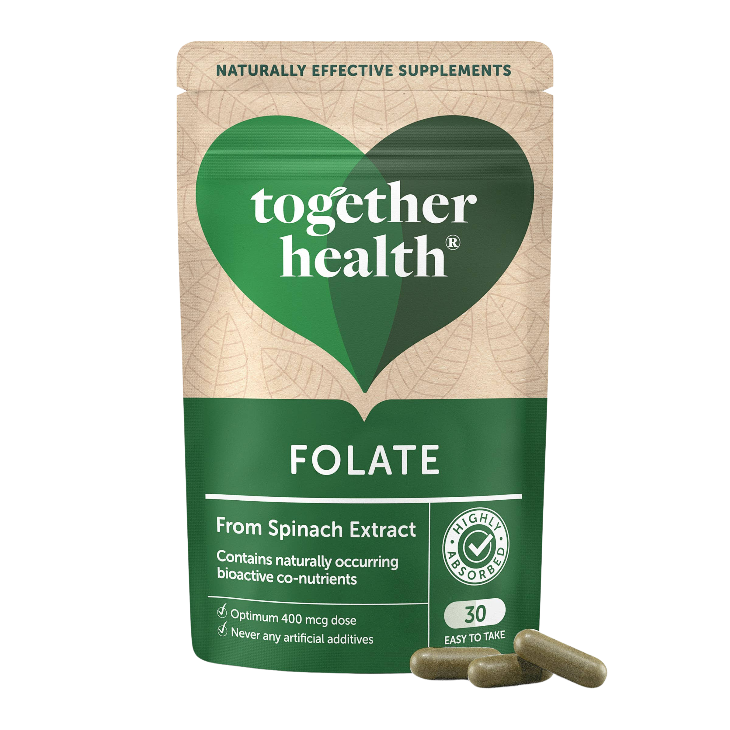 Folate – Natural Alternative to Folic Acid – 30 Capsules