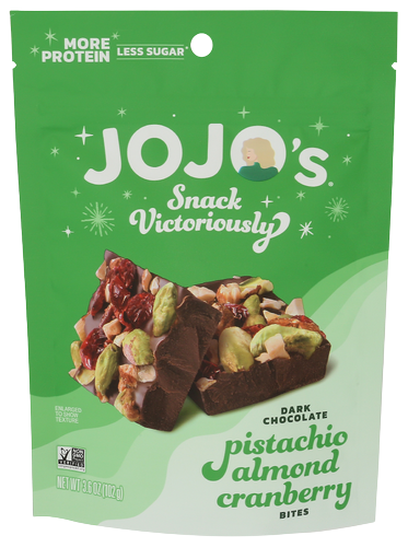 Jojo's Pistachio Almond Cranberry Dark Chocolate Bites - 3.6 OZ