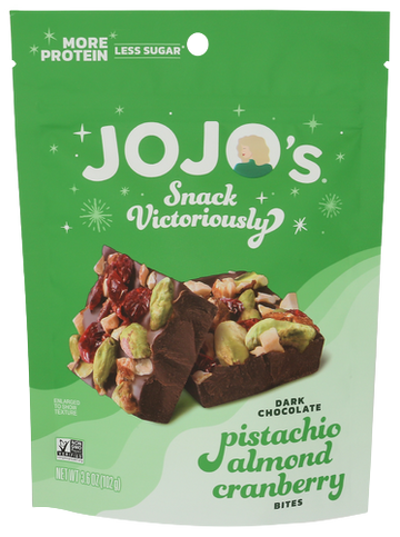 Jojo's Pistachio Almond Cranberry Dark Chocolate Bites - 3.6 OZ