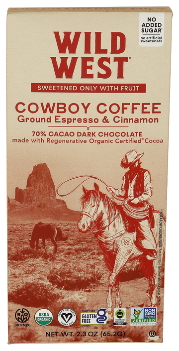 Wild West Organic Espresso & Cinnamon Dark Chocolate Bar - 2.3 OZ