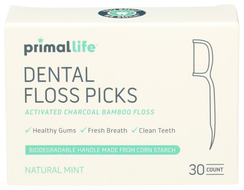 Activated Charcoal Bamboo Floss Picks - 30 EA