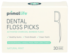 Activated Charcoal Bamboo Floss Picks - 30 EA