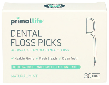 Activated Charcoal Bamboo Floss Picks - 30 EA