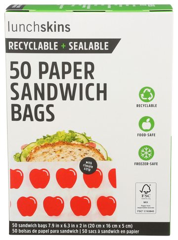Lunchskins Paper Sandwich Bags - 50 PC