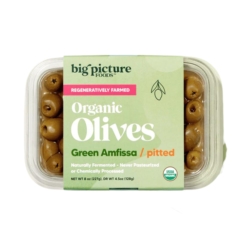 Organic Green Amfissa Pitted Olives - 8 OZ