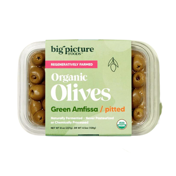 Organic Green Amfissa Pitted Olives - 8 OZ