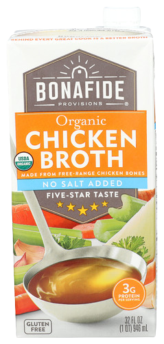 Bonafide Organic Chicken Broth No Salt Added - 32 FO