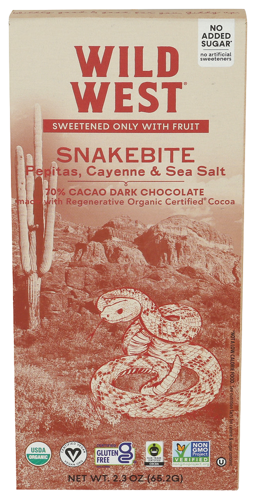 Wild West Snakebite 100% Cacao Dark Chocolate Bar - 2.3 OZ