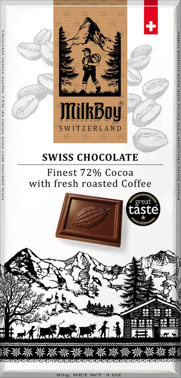 Milkboy Swiss Chocolates - 72% Cocoa with fresh roasted Coffee