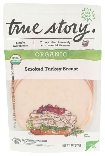 True Story Organic Smoked Sliced Turkey - 6 OZ