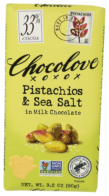 Chocolove Pistachios & Sea Salt Milk Chocolate Bar - 3.2 OZ